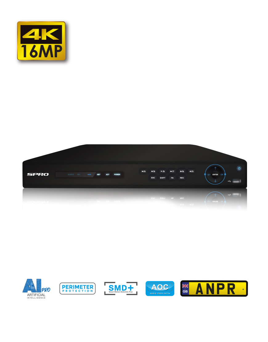 SPRO DHIPNVR16-A7 16-kanaals PoE NVR